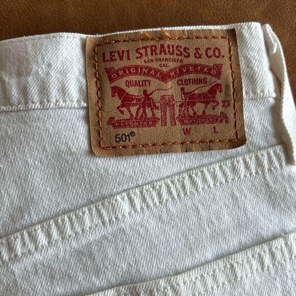 Levi's 501 XX White cut off‎ button fly Jean Shorts crossover Sz 27 - Picture 3 of 10